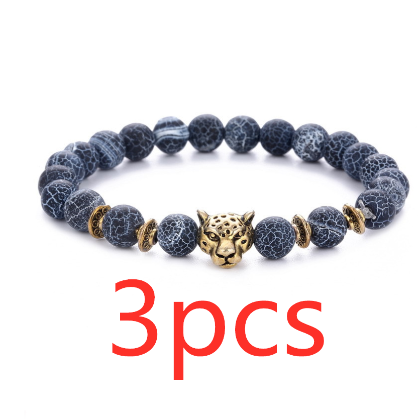 標籤 Agate Alloy Leopard head beaded bracelet