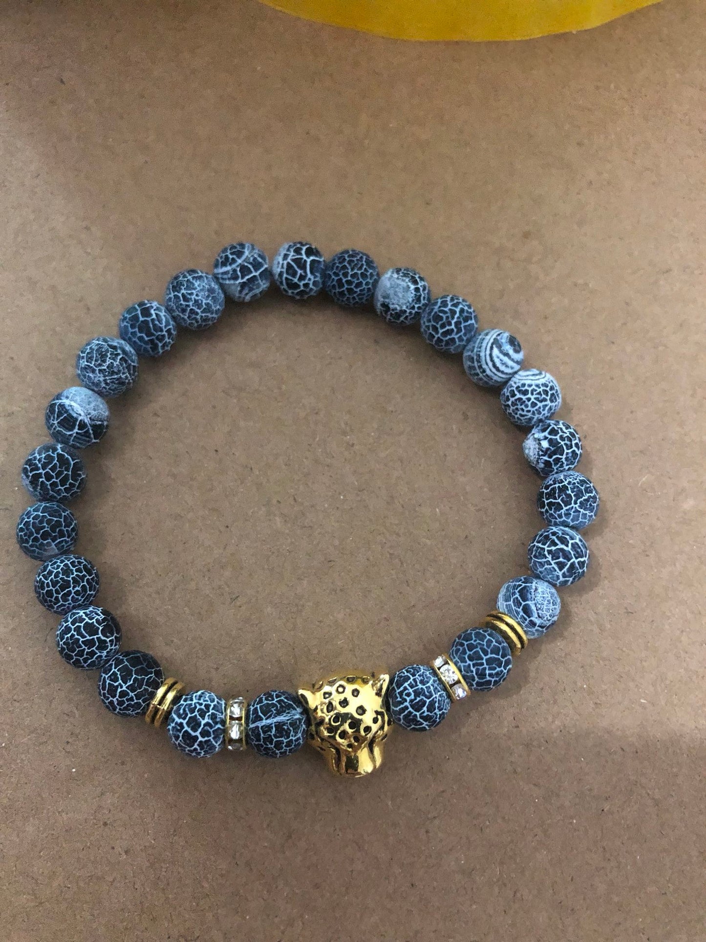 標籤 Agate Alloy Leopard head beaded bracelet