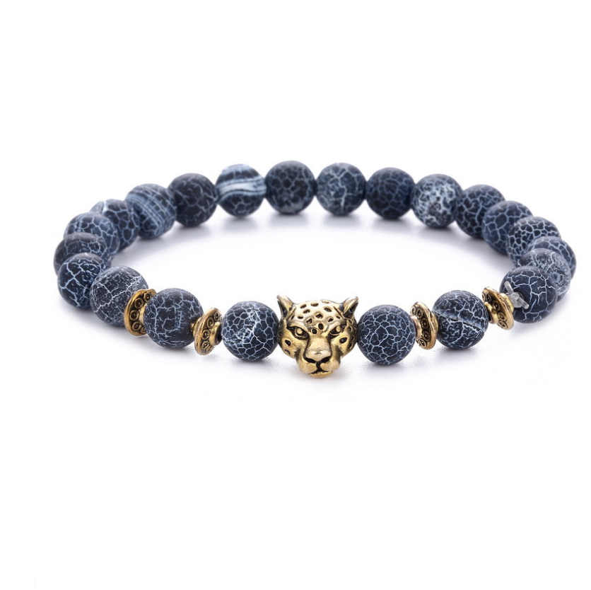 標籤 Agate Alloy Leopard head beaded bracelet