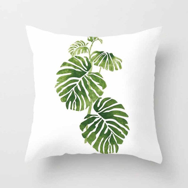 Tropical Plants Cushion Cover Polyester Green Leaves Decorative Pillowcase Tropical Plant Throw Pillow Case Home Cushion Cover