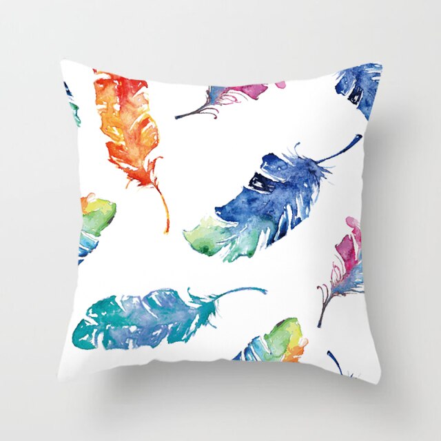 Feather Printing Pink Throw Pillow Cases Sofa Cushion Cover Bed Pillowcase Decoration Fashion Pillowcase Home Decor 45*45cm