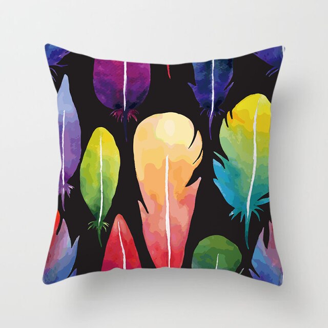 Feather Printing Pink Throw Pillow Cases Sofa Cushion Cover Bed Pillowcase Decoration Fashion Pillowcase Home Decor 45*45cm