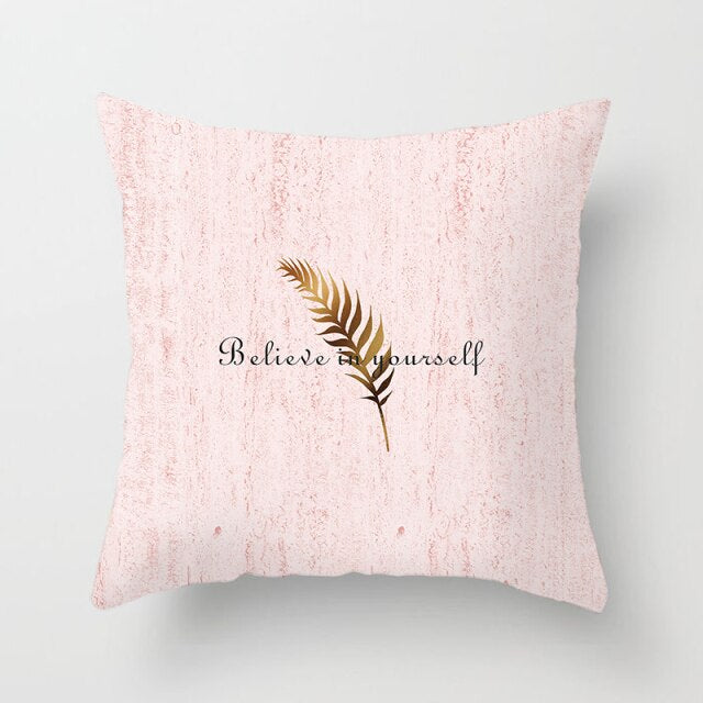 Feather Printing Pink Throw Pillow Cases Sofa Cushion Cover Bed Pillowcase Decoration Fashion Pillowcase Home Decor 45*45cm