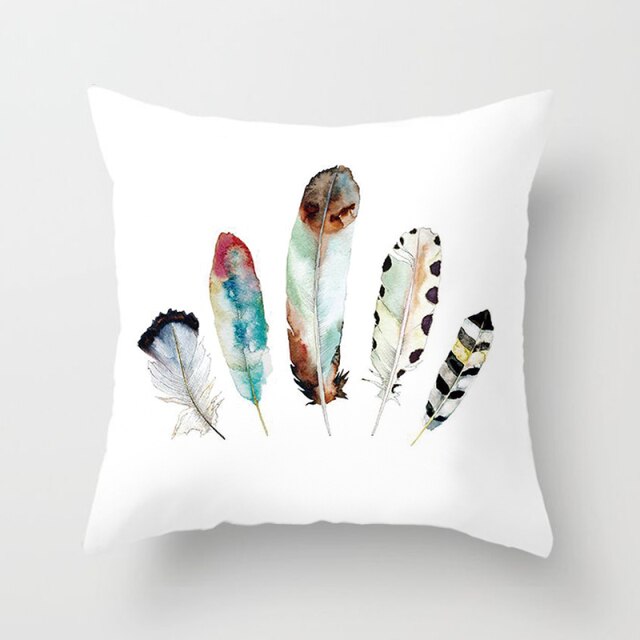 Feather Printing Pink Throw Pillow Cases Sofa Cushion Cover Bed Pillowcase Decoration Fashion Pillowcase Home Decor 45*45cm