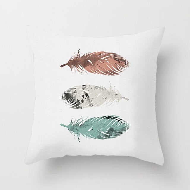 Feather Printing Pink Throw Pillow Cases Sofa Cushion Cover Bed Pillowcase Decoration Fashion Pillowcase Home Decor 45*45cm