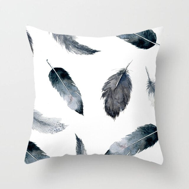 Feather Printing Pink Throw Pillow Cases Sofa Cushion Cover Bed Pillowcase Decoration Fashion Pillowcase Home Decor 45*45cm
