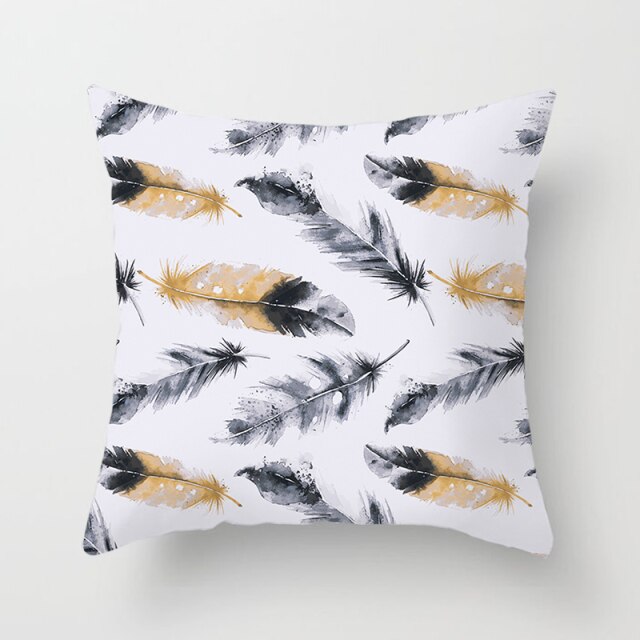 Feather Printing Pink Throw Pillow Cases Sofa Cushion Cover Bed Pillowcase Decoration Fashion Pillowcase Home Decor 45*45cm