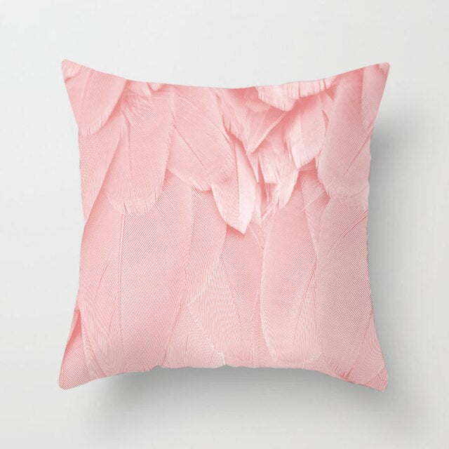 Feather Printing Pink Throw Pillow Cases Sofa Cushion Cover Bed Pillowcase Decoration Fashion Pillowcase Home Decor 45*45cm