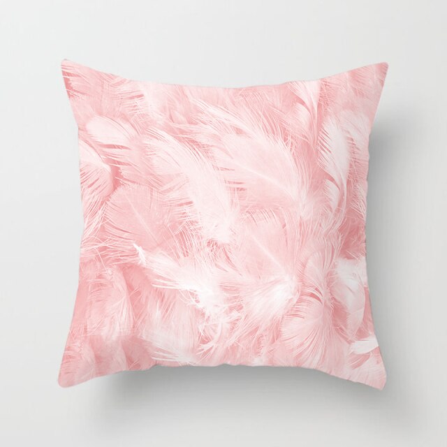 Feather Printing Pink Throw Pillow Cases Sofa Cushion Cover Bed Pillowcase Decoration Fashion Pillowcase Home Decor 45*45cm