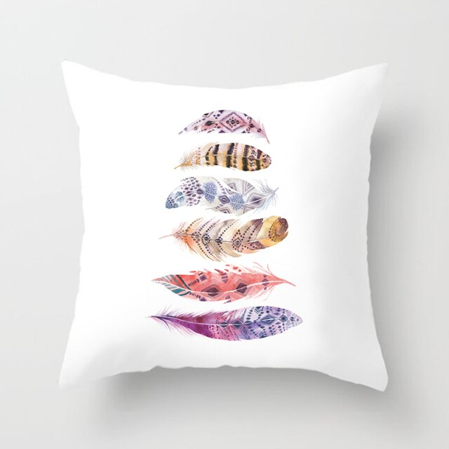 Feather Printing Pink Throw Pillow Cases Sofa Cushion Cover Bed Pillowcase Decoration Fashion Pillowcase Home Decor 45*45cm