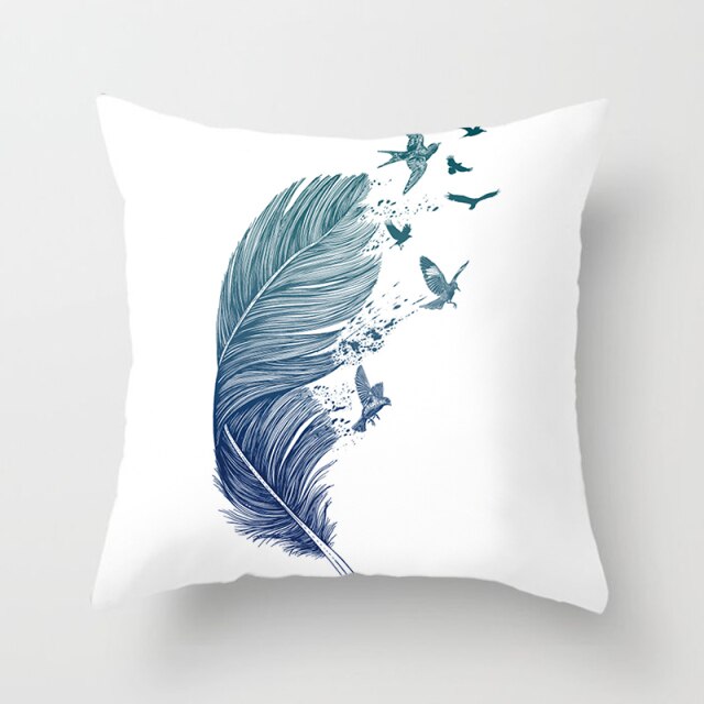 Feather Printing Pink Throw Pillow Cases Sofa Cushion Cover Bed Pillowcase Decoration Fashion Pillowcase Home Decor 45*45cm