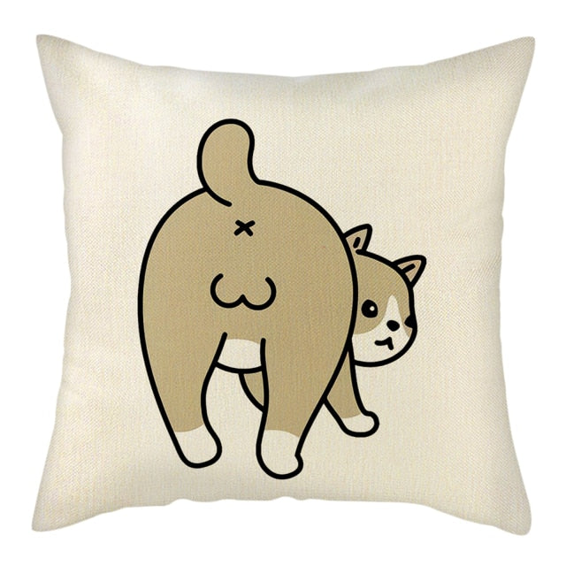 Naughty Cat Play Book Pillowcase Linen Square Cushion Cover Home Textile Decoration Warm