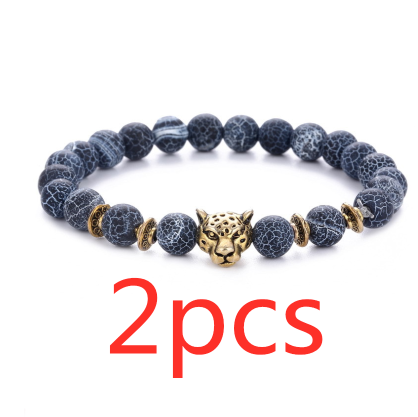 標籤 Agate Alloy Leopard head beaded bracelet