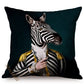 Nordic Art Posters Style Decorative Cushion Cover Zebra Giraffe Elephant Horse Fashion Animal Wearing Hat Sofa Throw Pillow Case