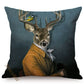 Nordic Art Posters Style Decorative Cushion Cover Zebra Giraffe Elephant Horse Fashion Animal Wearing Hat Sofa Throw Pillow Case