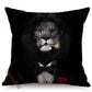Nordic Art Posters Style Decorative Cushion Cover Zebra Giraffe Elephant Horse Fashion Animal Wearing Hat Sofa Throw Pillow Case
