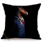Nordic Art Posters Style Decorative Cushion Cover Zebra Giraffe Elephant Horse Fashion Animal Wearing Hat Sofa Throw Pillow Case
