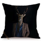 Nordic Art Posters Style Decorative Cushion Cover Zebra Giraffe Elephant Horse Fashion Animal Wearing Hat Sofa Throw Pillow Case