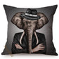 Nordic Art Posters Style Decorative Cushion Cover Zebra Giraffe Elephant Horse Fashion Animal Wearing Hat Sofa Throw Pillow Case