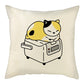 Naughty Cat Play Book Pillowcase Linen Square Cushion Cover Home Textile Decoration Warm