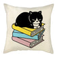 Naughty Cat Play Book Pillowcase Linen Square Cushion Cover Home Textile Decoration Warm