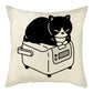 Naughty Cat Play Book Pillowcase Linen Square Cushion Cover Home Textile Decoration Warm