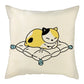 Naughty Cat Play Book Pillowcase Linen Square Cushion Cover Home Textile Decoration Warm
